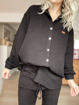 NIA | Hemdbluse | Musselin| schwarz