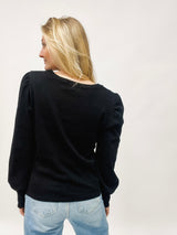 LOU| BLUSENSHIRT|POINTELLE STRICK|BLACK