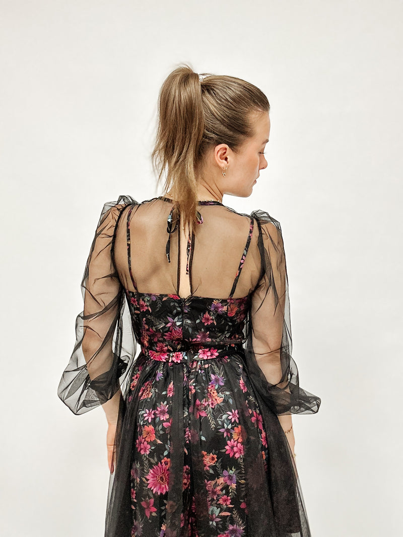 JANE| TÜLLKLEID| floral black