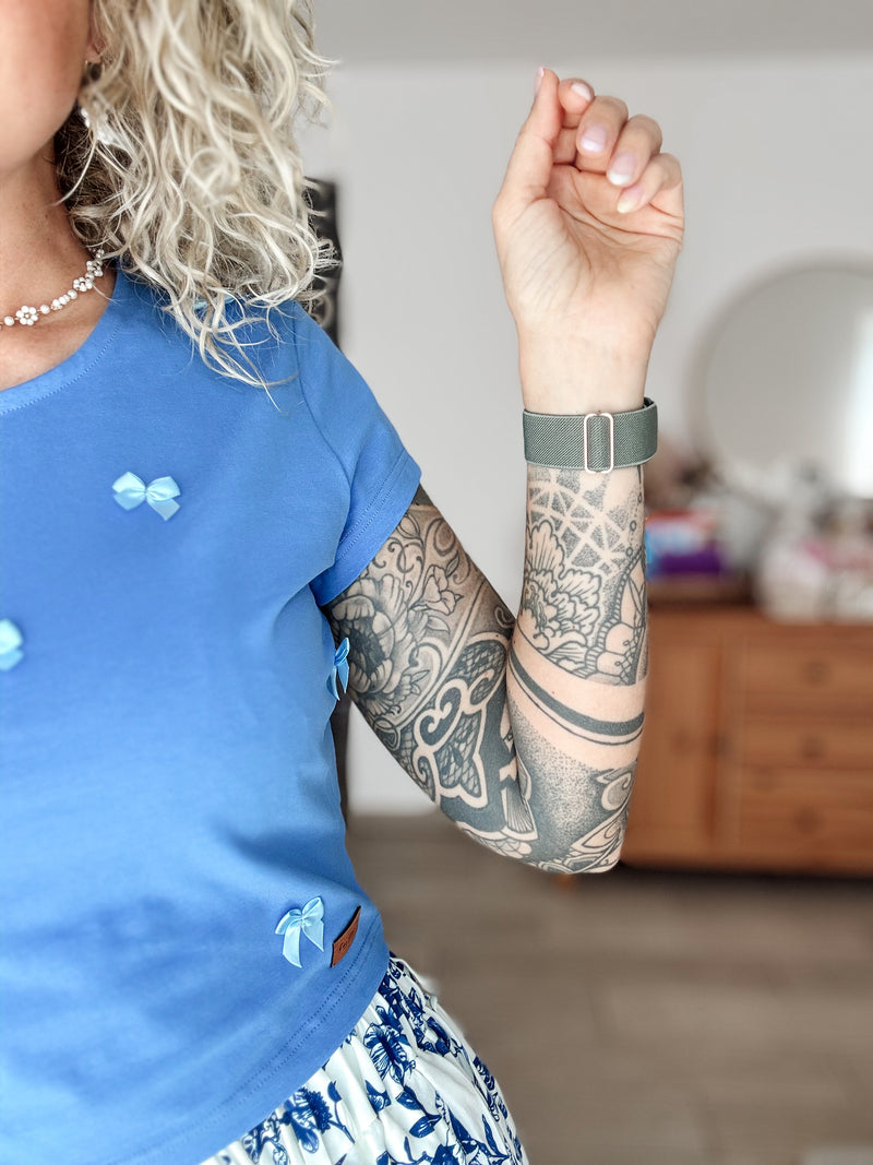 SUE|SHIRT|Schleife|blue