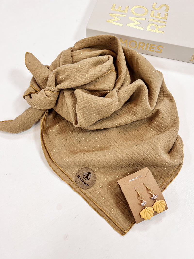 IDA | HALSTUCH | MUSSELIN| Gold-Sprenkel
