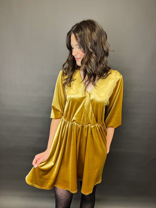 KYLA| Kleid | Velour Gold